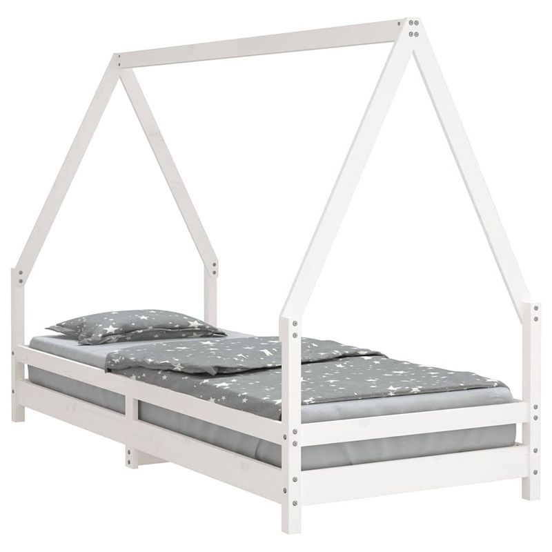 Foto van Vidaxl kinderbedframe 90x200 cm massief grenenhout wit