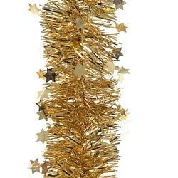 Foto van 5x kerst lametta guirlandes goud sterren/glinsterend 10 x 270 cm kerstboom versiering/decoratie - kerstslingers