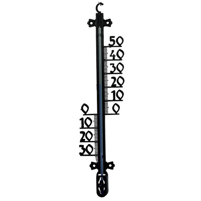 Foto van Buitenthermometer voor tuin / buiten 65 x 9 x 2 cm - zwart - buitenthermometers / temperatuurmeters