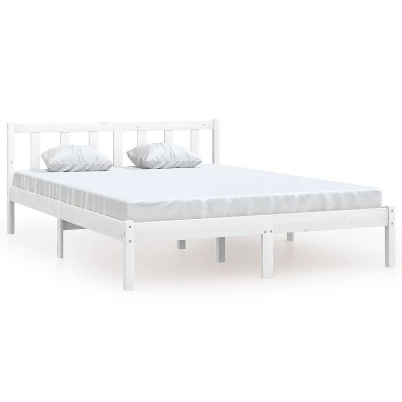 Foto van Vidaxl bedframe massief grenenhout wit 140x200 cm