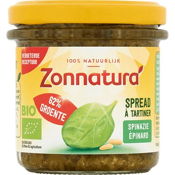 Foto van 2e halve prijs | zonnatura bio spinazie spread 135g aanbieding bij jumbo