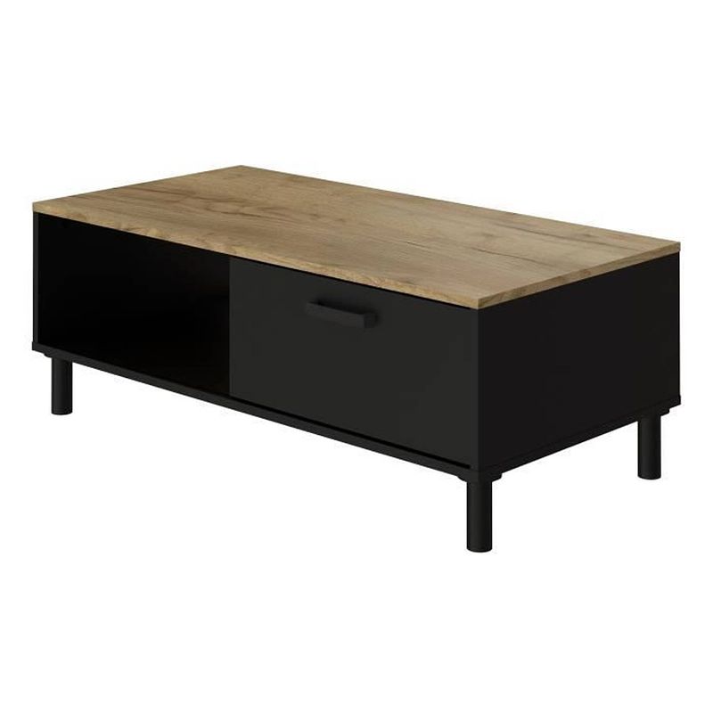 Foto van Oxford salontafel in zwart en eiken decor - industriële stijl - b 100 x d 55 x h 40 cm