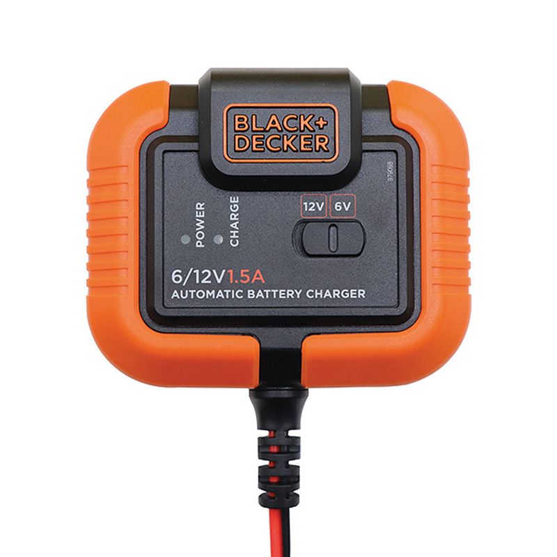 Foto van Black & decker acculader 6v/12v 1,5a zwart/oranje 3-delig