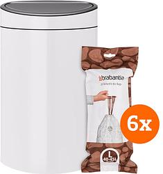 Foto van Brabantia touch bin 40 liter white + vuilniszakken (120 stuks)