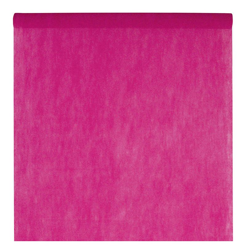 Foto van Feest tafelkleed op rol - fuchsia roze - 120 cm x 10 m - non woven polyester - feesttafelkleden