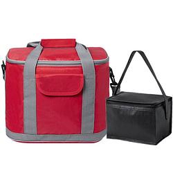 Foto van Koeltassen set draagtas/schoudertas rood/zwart 22 en 4 liter - koeltas