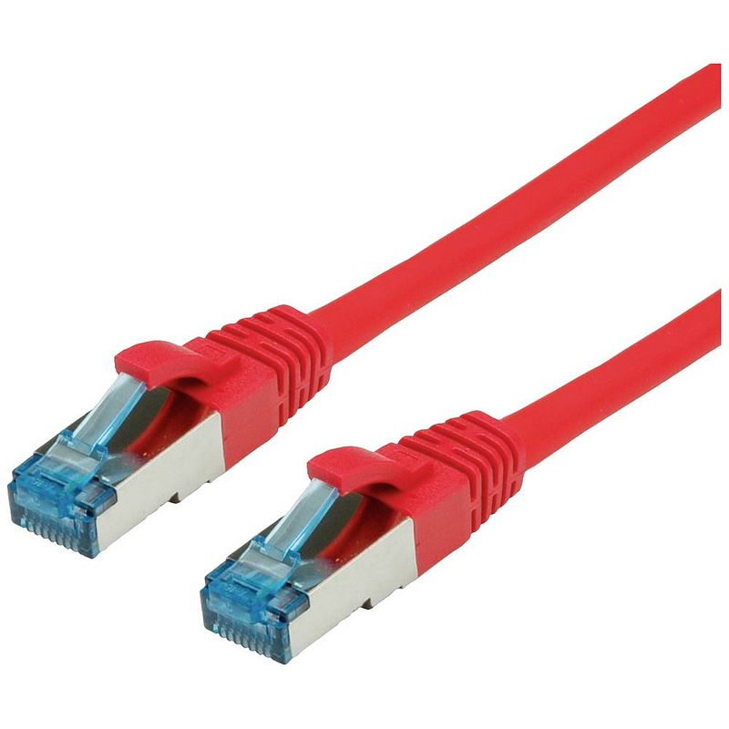 Foto van Value 21.99.1923 rj45 netwerkkabel, patchkabel cat 6a s/ftp 3.00 m rood afgeschermd (dubbel), halogeenvrij, vlambestendig 1 stuk(s)