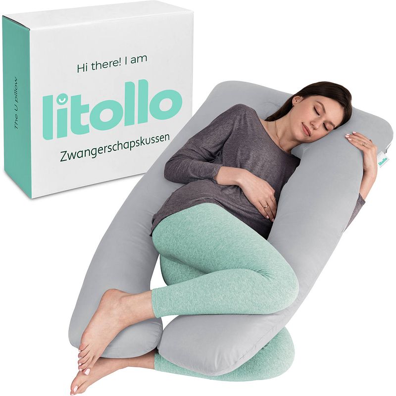Foto van Litollo® zwangerschapskussen xxl - voedingskussen - lichaamskussen - body pillow - 280cm - afneembare hoes -