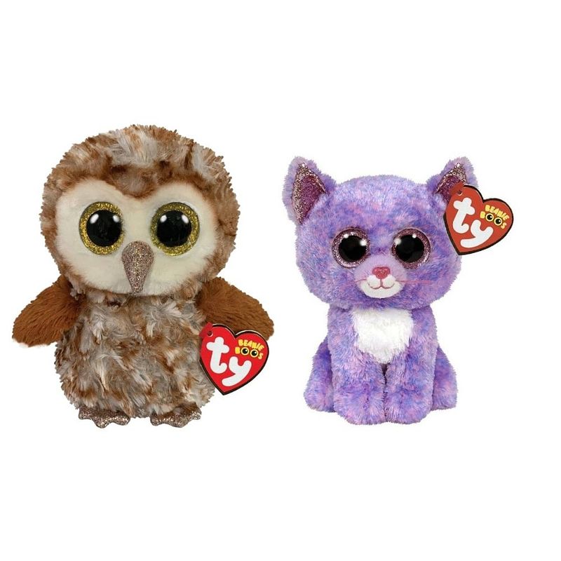 Foto van Ty - knuffel - beanie boo's - percy owl & cassidy cat