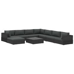 Foto van Infiori 9-delige loungeset met kussens poly rattan zwart