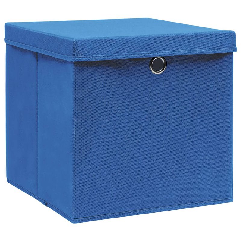 Foto van The living store opbergboxen - nonwoven stof - 32x32x32cm - inklapbaar - blauw