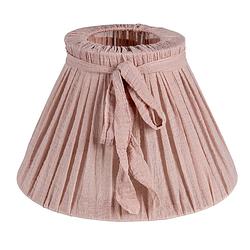 Foto van Haes deco - lampenkap - natural cosy - roze met strikje - formaat ø 33x21 cm, voor fitting e27 - tafellamp, hanglamp