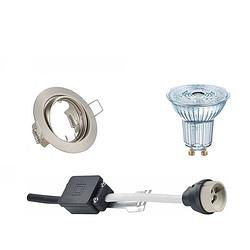 Foto van Led spot set - osram parathom par16 927 36d - gu10 fitting - dimbaar - inbouw rond - mat nikkel - 5.5w - warm wit 2700k