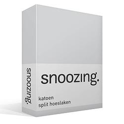 Foto van Snoozing - katoen - split-hoeslaken - tweepersoons - 140x200 cm - grijs