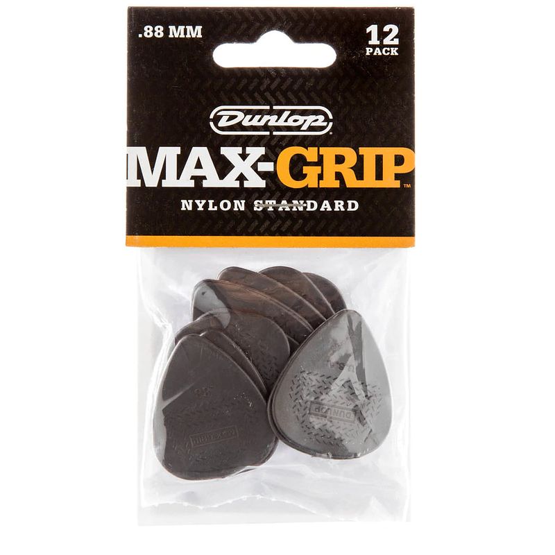 Foto van Dunlop 449p088 max-grip nylon standard pick 0.88 mm plectrum set 12 stuks