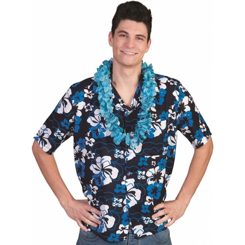 Foto van Blauwe hawaii thema verkleed blouse overhemd honolulu - hawaii kleding shirts 56-58 (2xl/3xl)