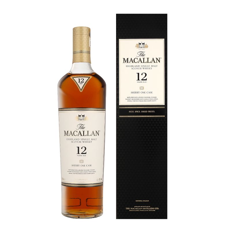Foto van The macallan 12 years sherry oak 70cl whisky + giftbox