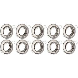 Foto van Spot armatuur 10 pack - gu10 fitting - inbouw rond - mat chroom aluminium - kantelbaar ø82mm