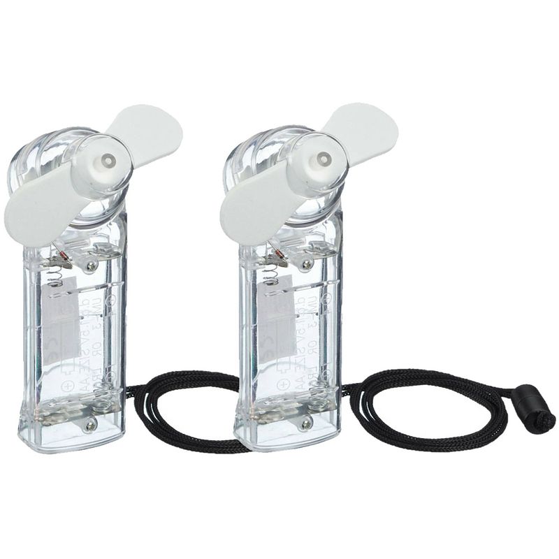 Foto van Cepewa ventilator voor in je hand - 2x - verkoeling in zomer - 10 cm - wit - klein zak formaat model - handventilatoren