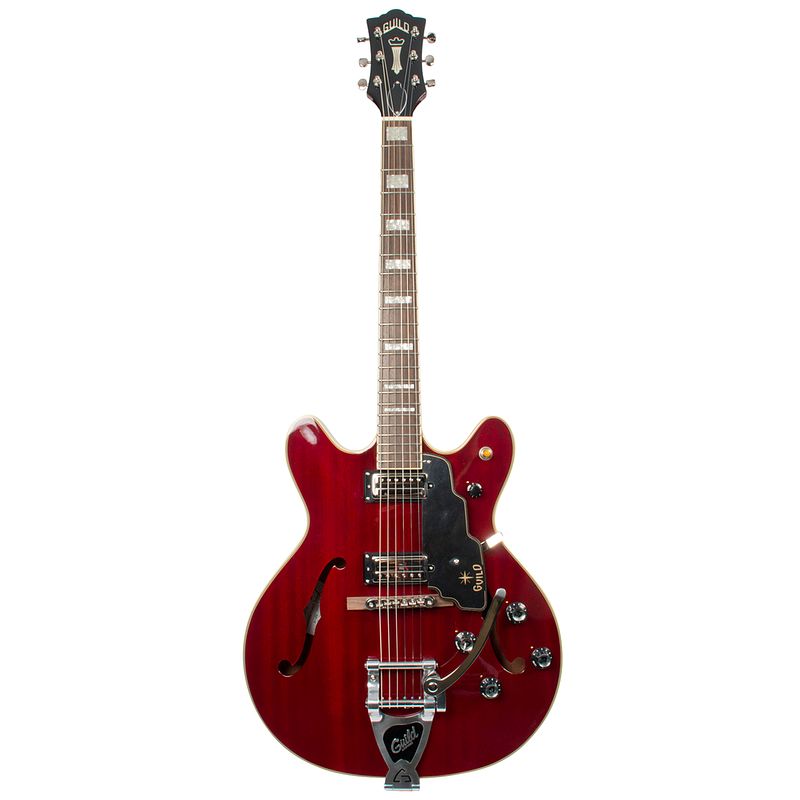 Foto van Guild starfire v transparent cherry red semi-hollow body