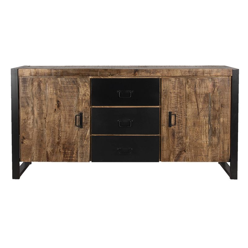 Foto van Clayre & eef dressoir 160x40x80 cm bruin hout ladekast opbergkast tv kast bruin ladekast opbergkast