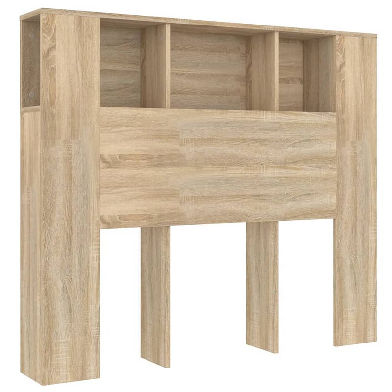 Foto van The living store wandhoofdbordkast - sonoma eiken - 120 x 18.5 x 104.5 cm - bewerkt hout - met 5 vakken