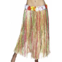 Foto van 2x stuks gekleurde hawaii thema verkleed rok 80 cm - carnavalskostuums