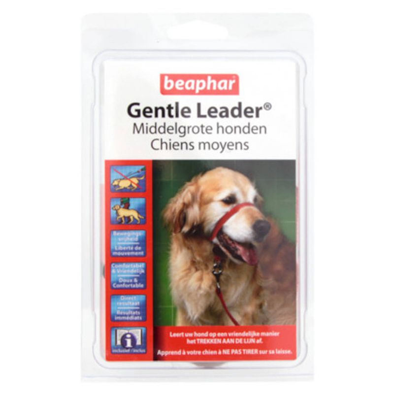 Foto van Beaphar hoofdhalsband hond nylon rood maat m