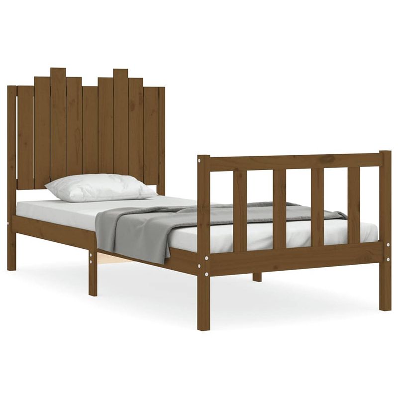 Foto van The living store bedframe - massief grenenhout - 195.5 x 95.5 x 110 cm - honingbruin