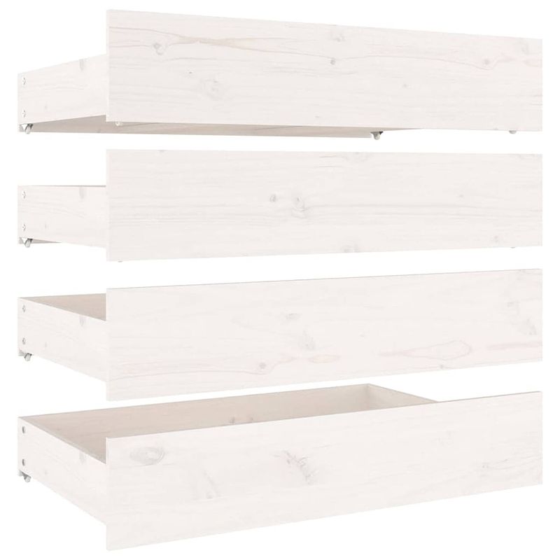 Foto van The living store houten bedlades - wit - 95 x 57 x 18 cm - extra opbergruimte