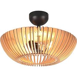 Foto van Led plafondlamp - plafondverlichting - trion colman - e27 fitting - 2-lichts - rond - mat bruin - aluminium
