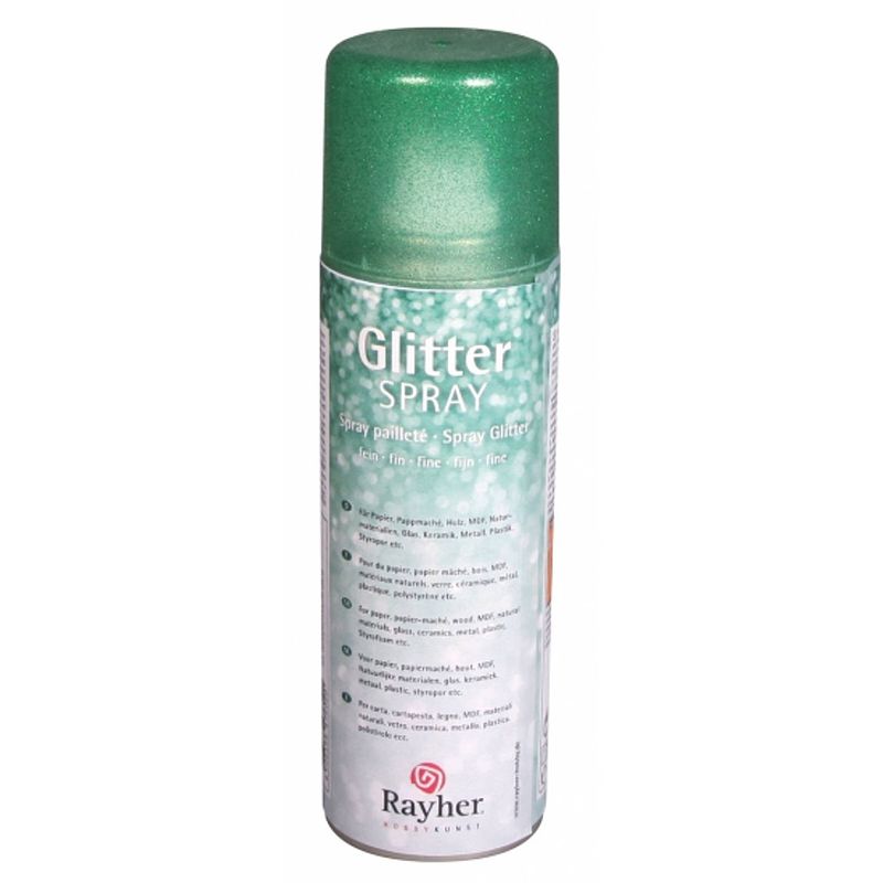 Foto van Glitter spray met groene fijne glitters - hobbyverf