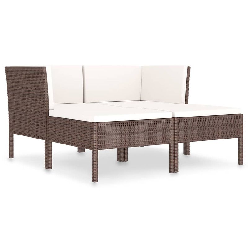 Foto van Vidaxl 4-delige loungeset met kussens poly rattan bruin