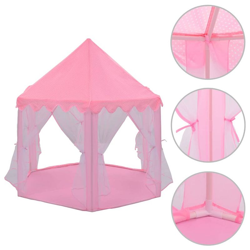 Foto van The living store prinsessen speeltent - polyester - 133 x 140 cm - roze