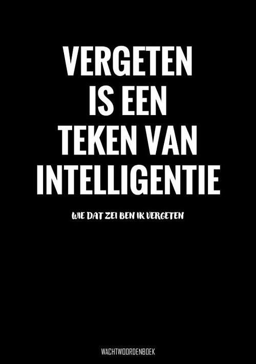 Foto van Vergeten is een teken van intelligentie - wachtwoordenboek - grappige cadeaus - paperback (9789464801361)