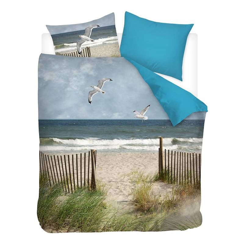 Foto van Snoozing beach flanel dekbedovertrek - lits-jumeaux (240x200/220 cm + 2 slopen) - flanel - multi