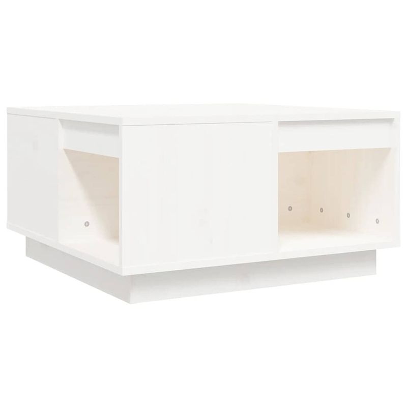 Foto van The living store salontafel houten - grenenhout - ruim tafelblad - wit - 60 x 61 x 32.5 cm