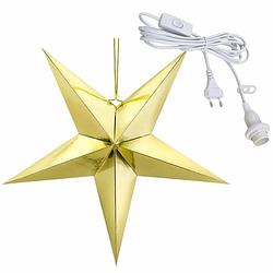 Foto van Kerstversiering gouden kerststerren 45 cm inclusief lichtkabel - kerststerren