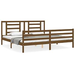 Foto van The living store bed frame - massief grenenhout - 205.5 x 205.5 x 100 cm - honingbruin