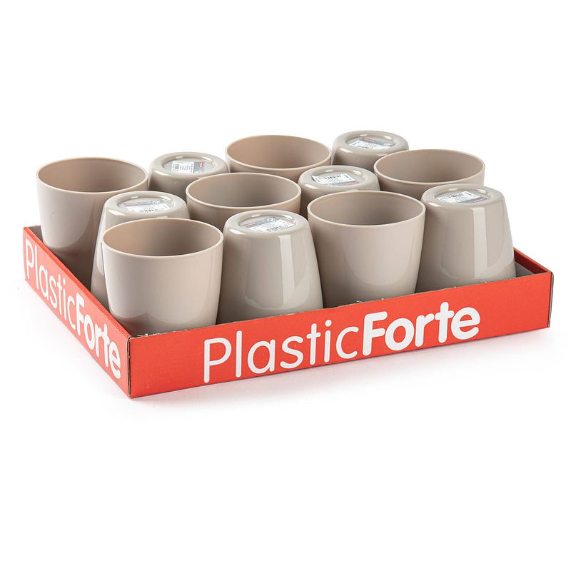 Foto van 24x kunststof drinkglazen taupe 400 ml - drinkglazen