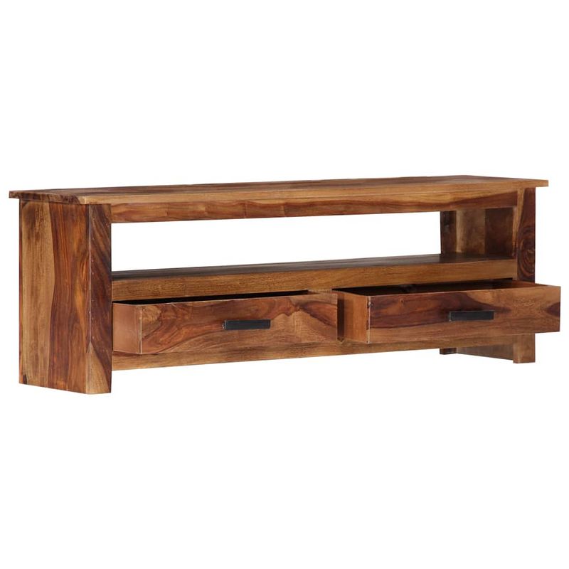 Foto van The living store houten tv-kast - sheeshamhout - 118 x 30 x 40 cm - met 2 lades en 1 vak