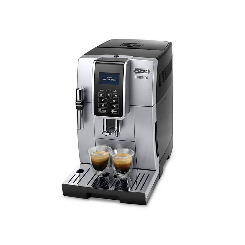 Foto van Delonghi dinamica ecam 350.35.sb vrijstaand volledig automatisch espressomachine zwart, zilver