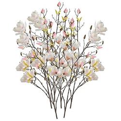 Foto van 6x creme kunst magnolia tak 105 cm - kunstbloemen