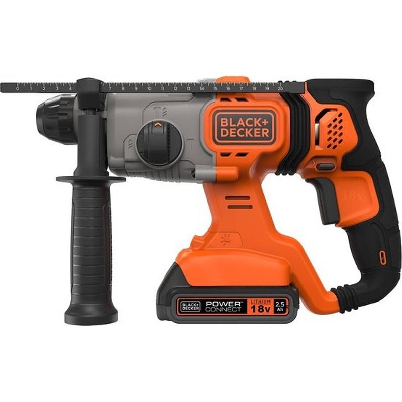 Foto van Black decker bcd900e2k-qw boorhamer - 18v - incl. 2 accu's, lader en koffer