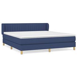 Foto van The living store boxspringbed - blauw - 203 x 183 x 78/88 cm - pocketvering matras - middelharde ondersteuning -