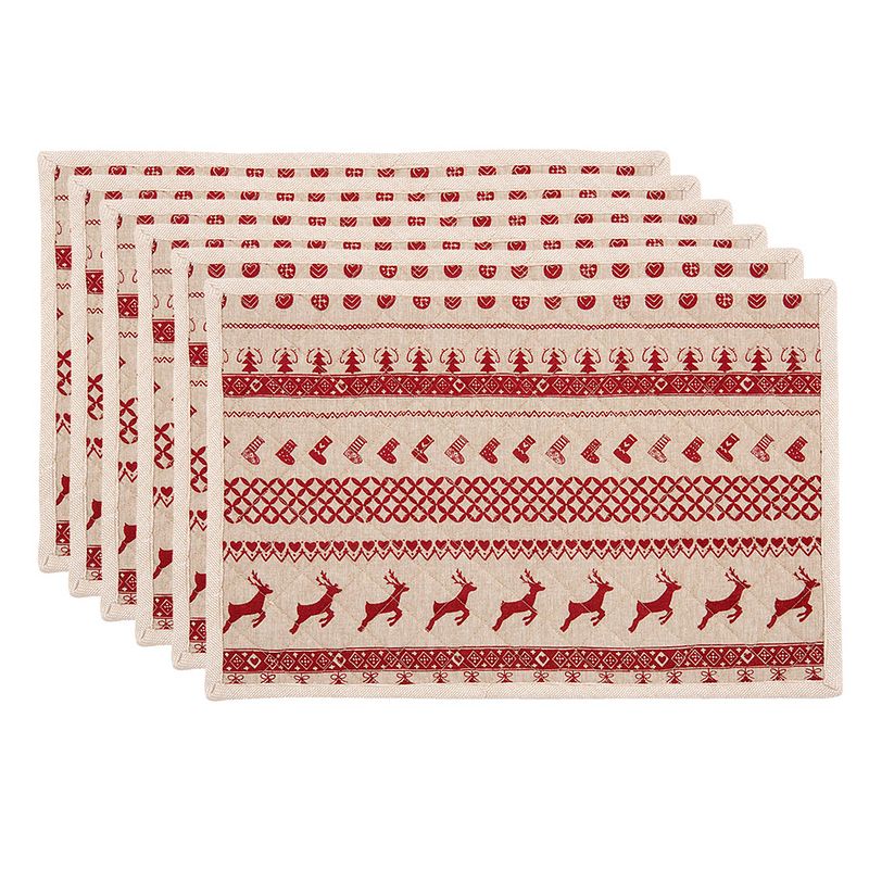 Foto van Haes deco - set van 6 placemats - 48x33 cm - 100% katoen - nordic christmas