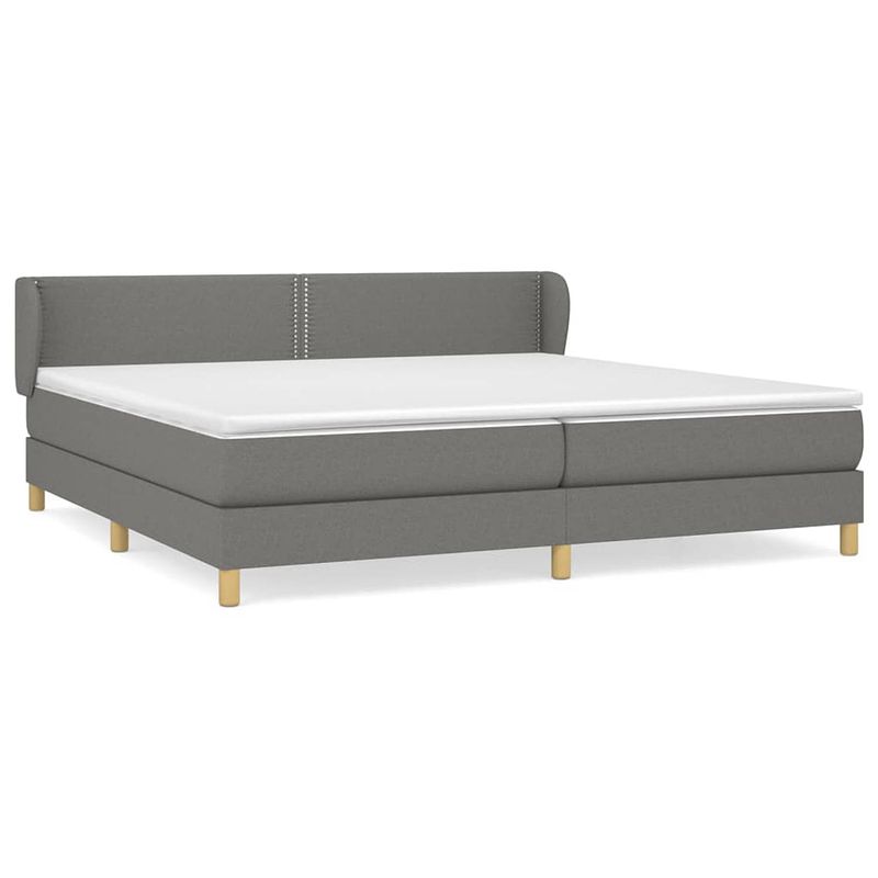 Foto van The living store boxspringbed - - bed donkergrijs - 203x203x78/88 cm - duurzaam materiaal - praktisch hoofdbord -