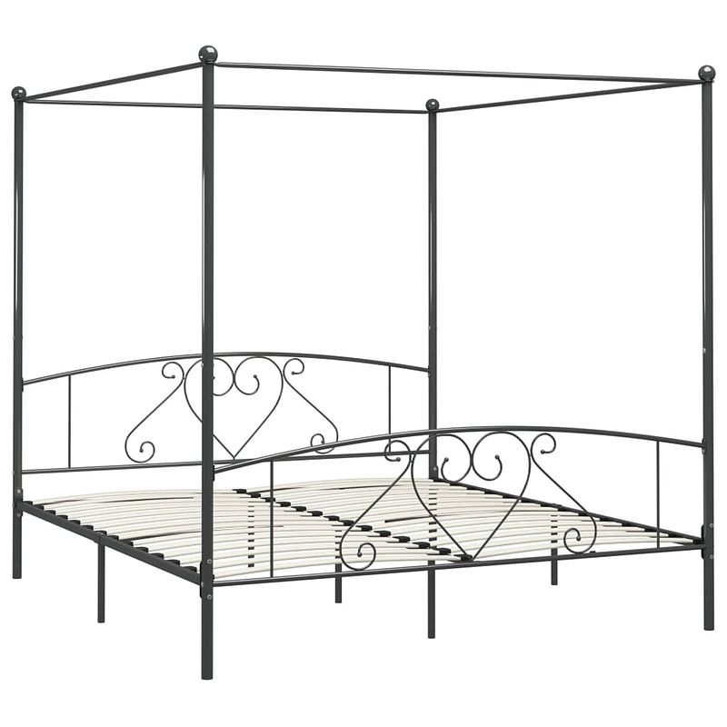 Foto van The living store hemelbedframe - grijs metaal - 209 x 207.5 x 198 cm (l x b x h) - geschikt voor 200 x 200 cm matras