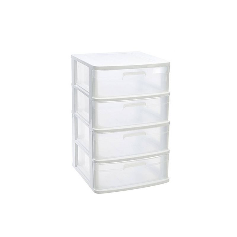 Foto van Ladeblok/bureau organizer met 4x lades wit/transparant l40 x b39 x h65 cm - ladeblok