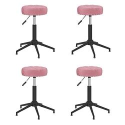 Foto van Vidaxl eetkamerstoelen draaibaar 4 st fluweel roze